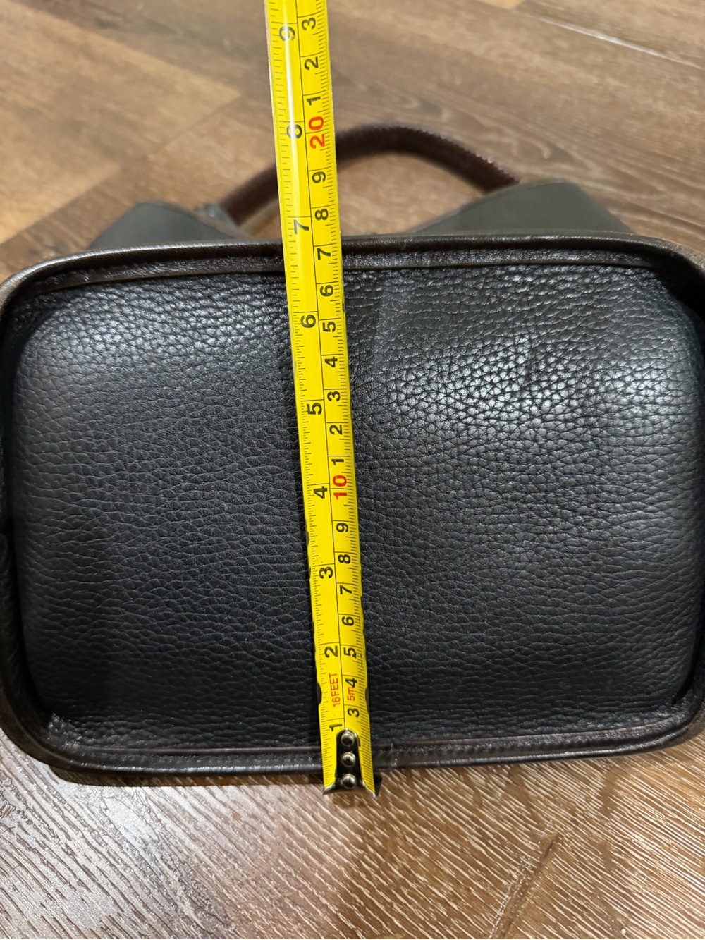 Brighton Black Pebbled Leather bucket Bag with Brown Trim - Picture 7 of 10